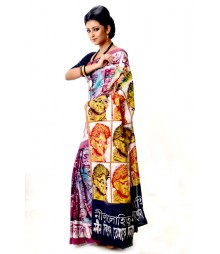 Multi Colour Bengal Cotton Handmade Saree DSCB1142